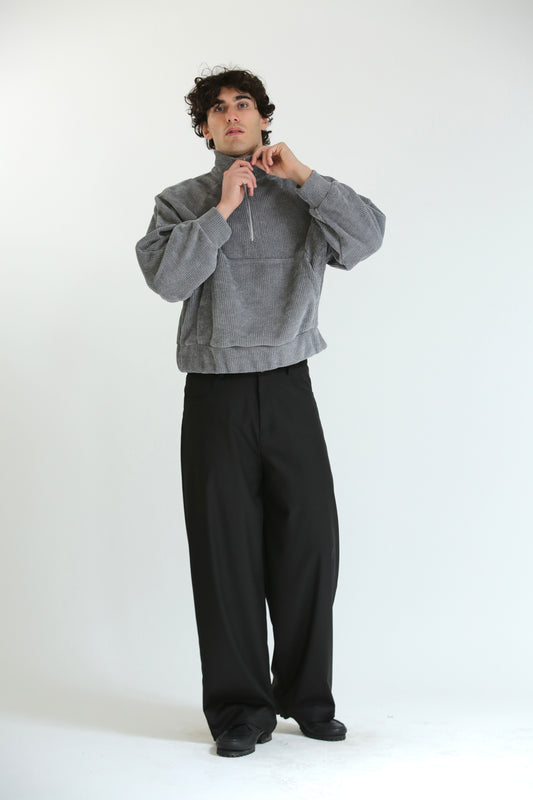 Maglia collo alto ciniglia grigio