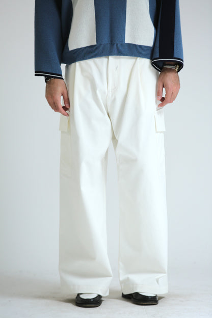 Pantalone tasconato bianco cotone