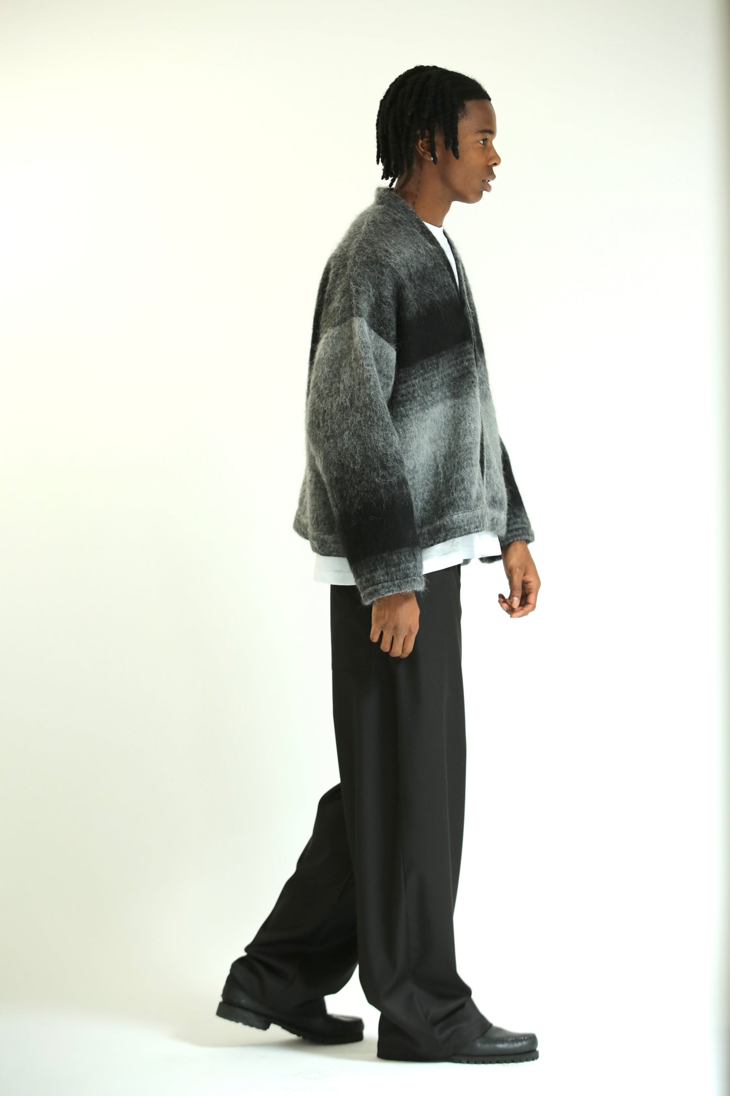 Cardigan mohair grigio nero