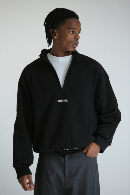 Felpa zip collo alto nera