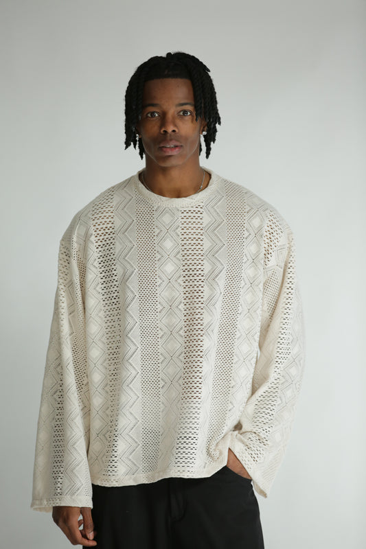 Long sleeve traforata bianca