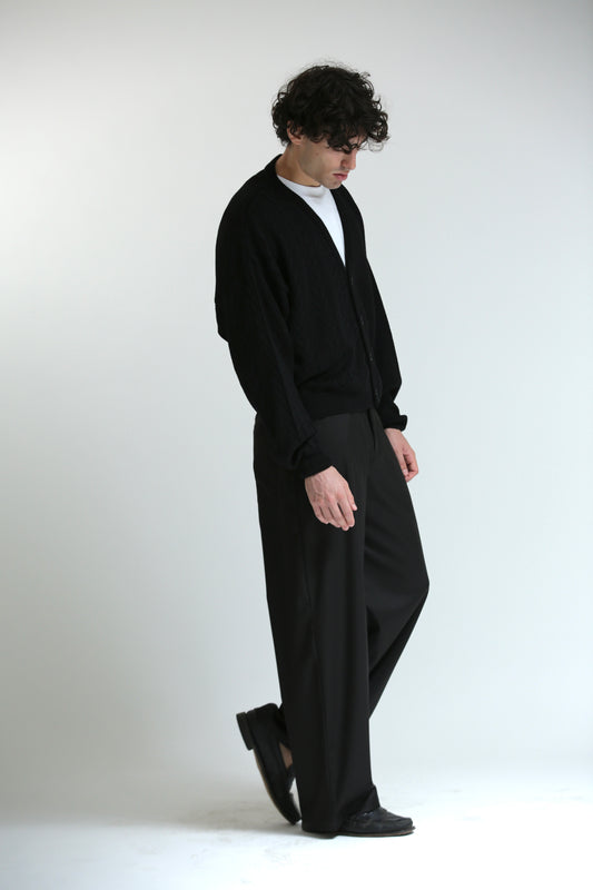 Cardigan crop metà intrecciato nero
