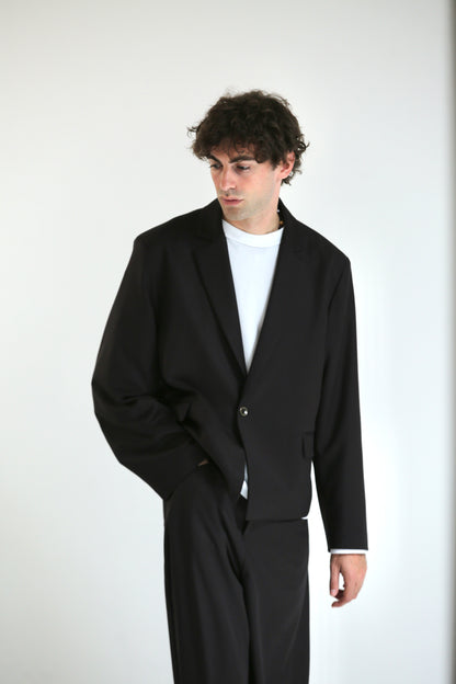 Giacca monopetto crop MORO scuro