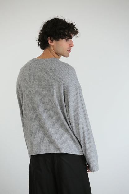 Maglioncino crop a coste grigio