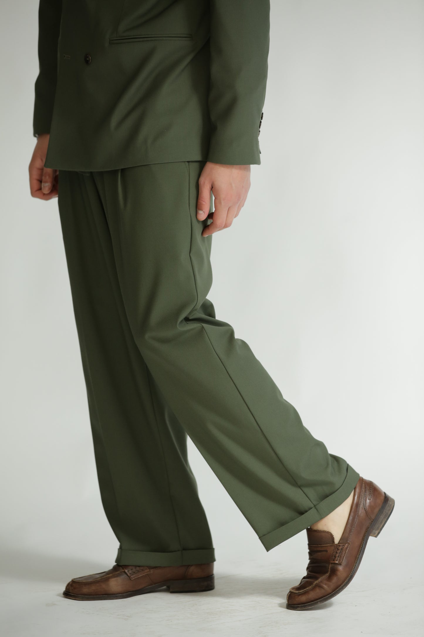 Pant vita alta fondo largo verde