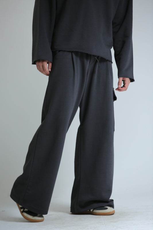 Pantalone baggy felpa tasconato piombo