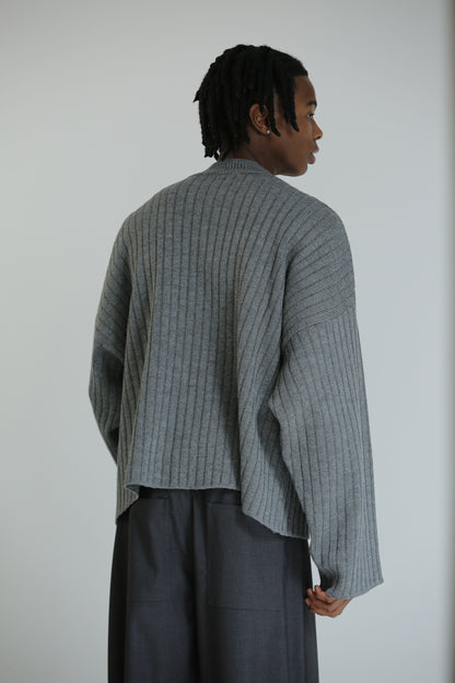 Maglione crop logo grigio