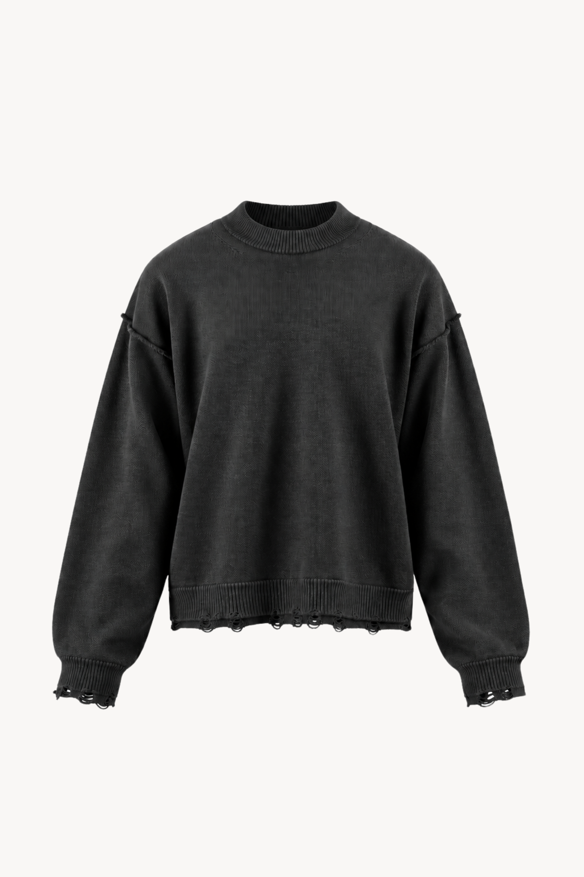 Grey Distressed Knit Sweater