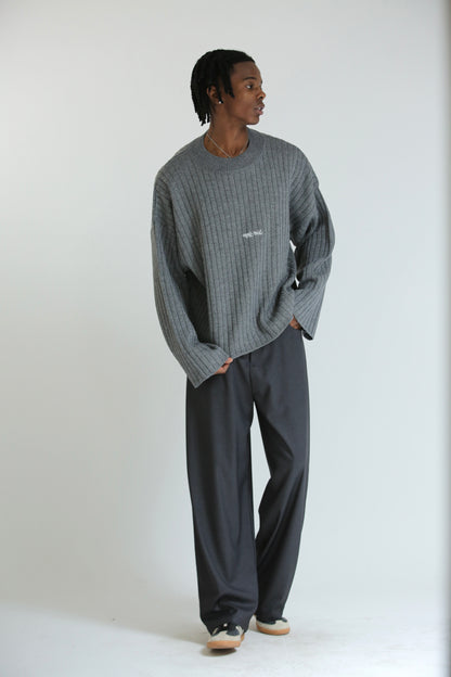 Maglione crop logo grigio