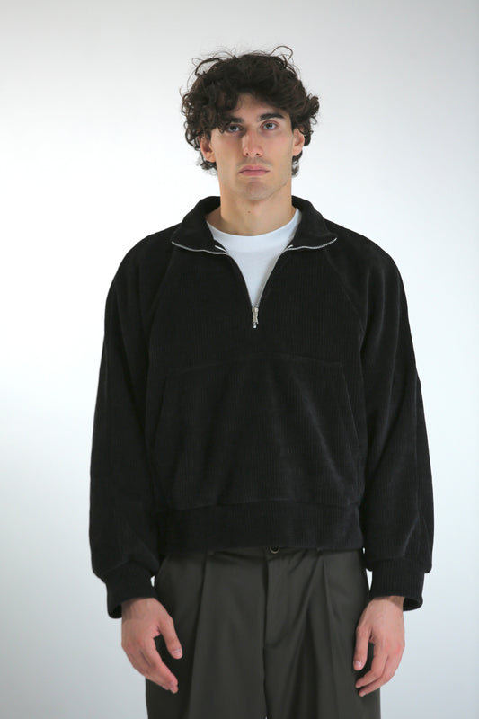 Maglia collo altro in ciniglia nero