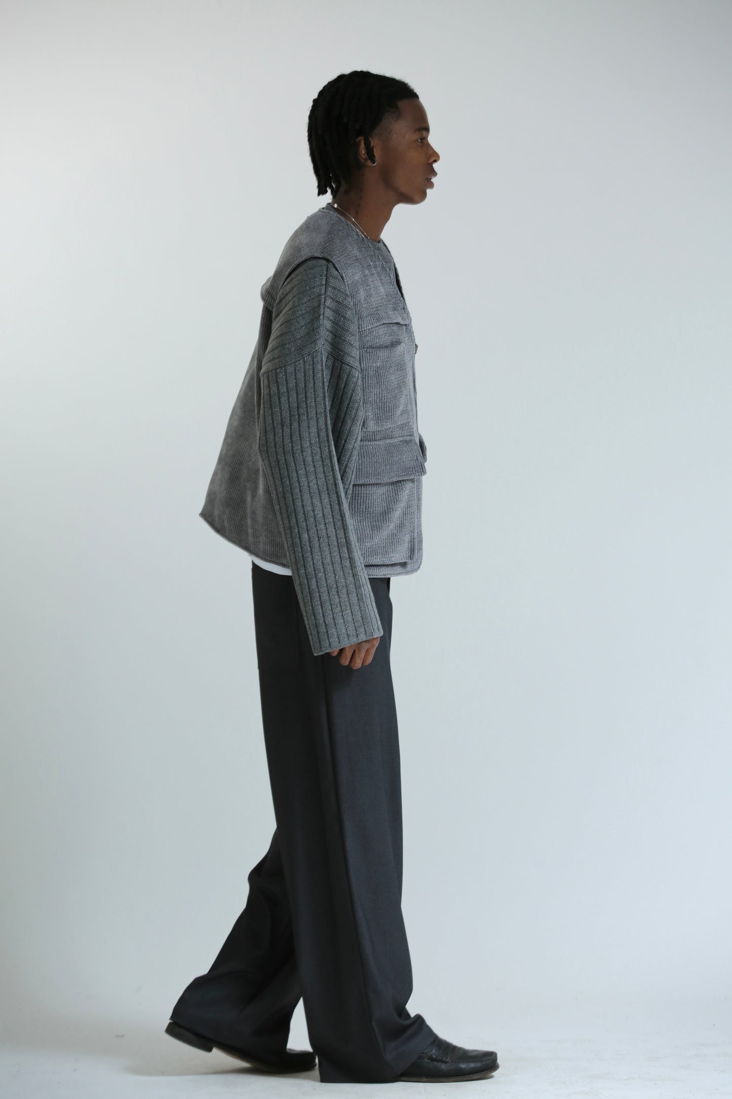 Gilet REVERSIBILE nero nylon / grigio ciniglia