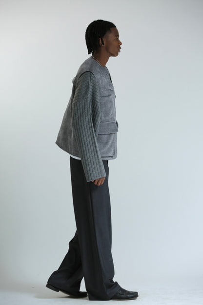 Gilet REVERSIBILE nero nylon / grigio ciniglia