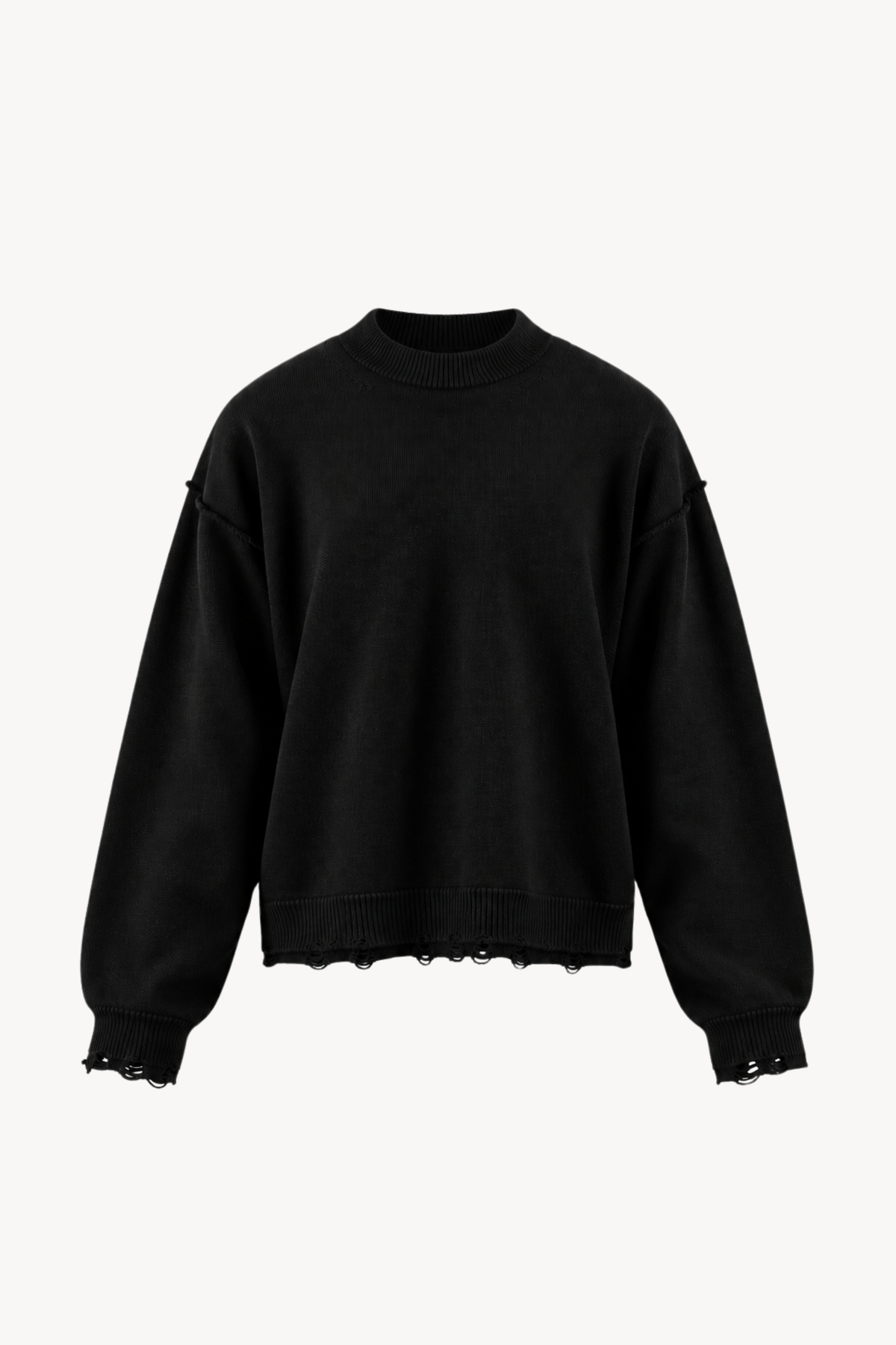 Black Distressed Knit Sweater