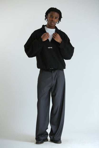 Felpa zip collo alto nera