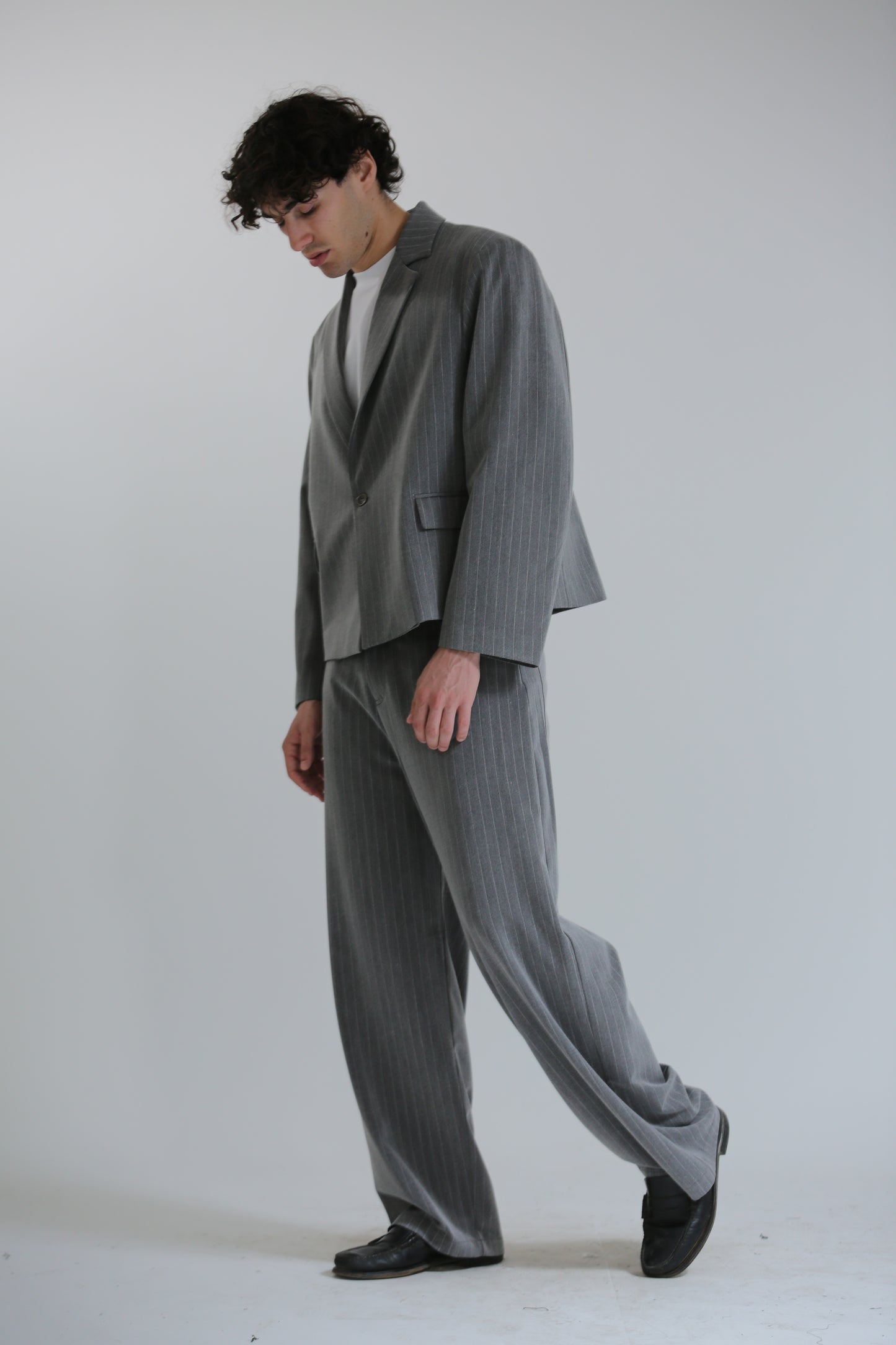 Pantalone Baggy grigio gessato