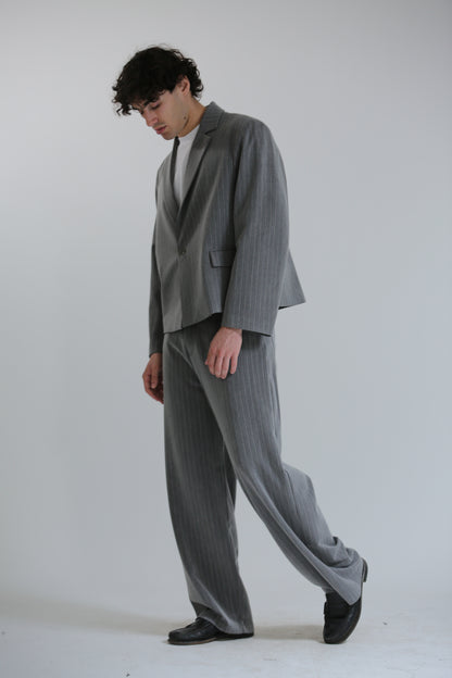 Pantalone Baggy grigio gessato