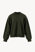 Green Distressed Knit Sweater