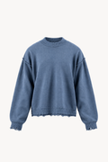 Sky Blue Distressed Knit Sweater