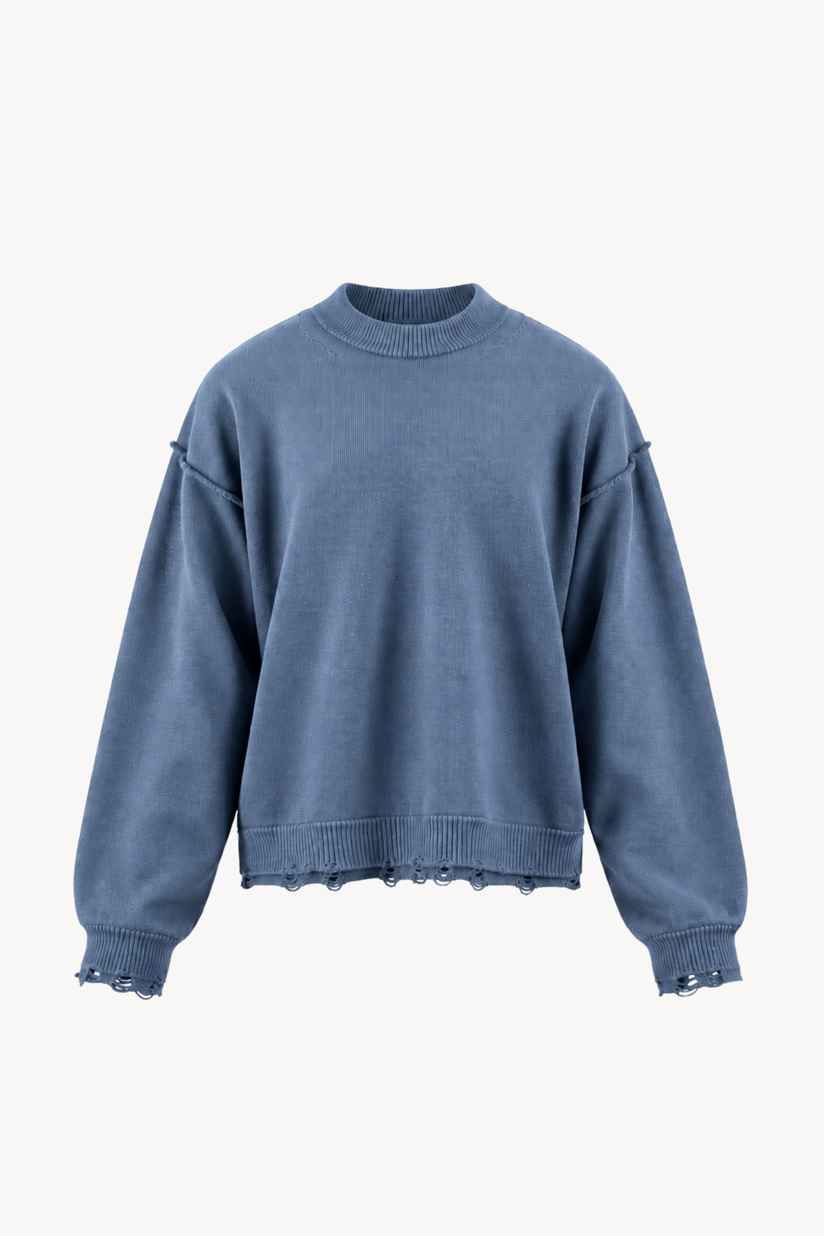 Sky Blue Distressed Knit Sweater