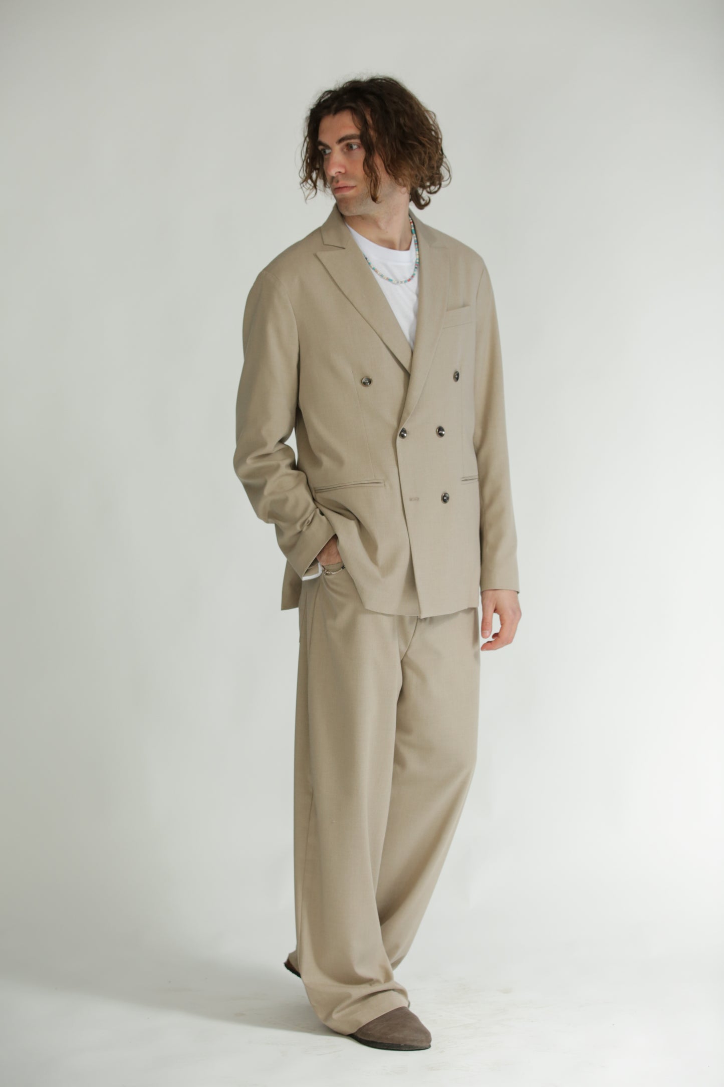 Giacca doppiopetto beige