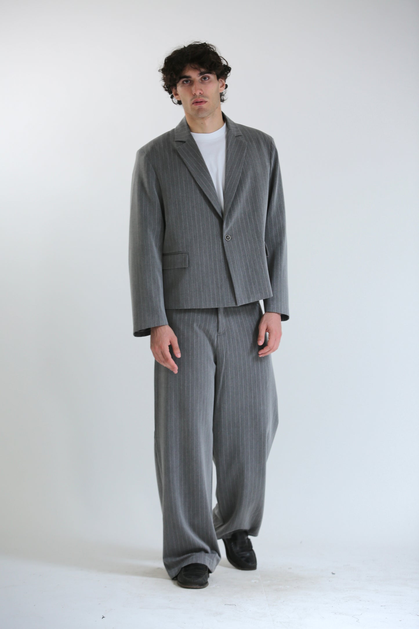 Pantalone Baggy grigio gessato