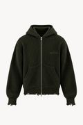 Green Full-Zip Knit Hoodie