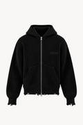 Black Full-Zip Knit Hoodie