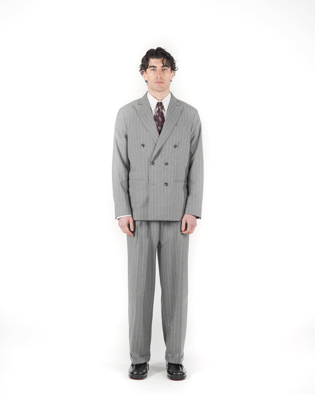 Giacca doppiopetto gessato grigio