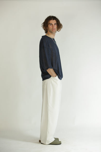 T-shirt etnica manica 3/4 blu
