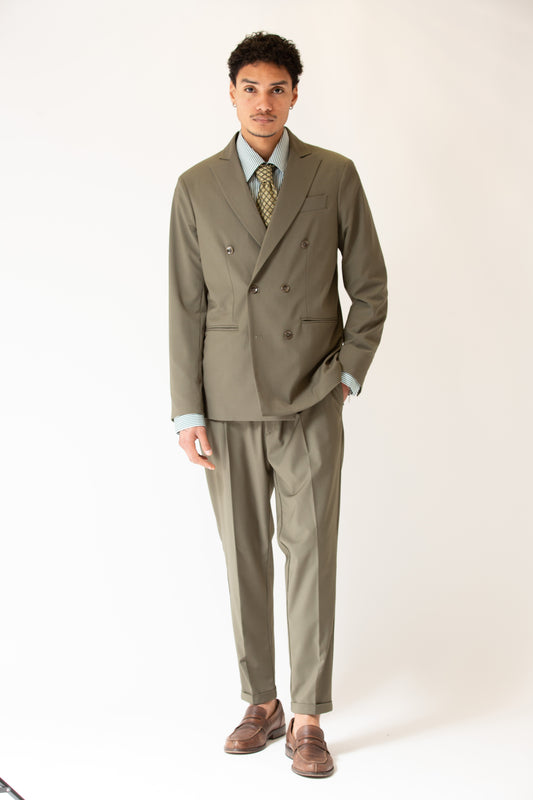 Pantalone fondo stretto verde militare uomo