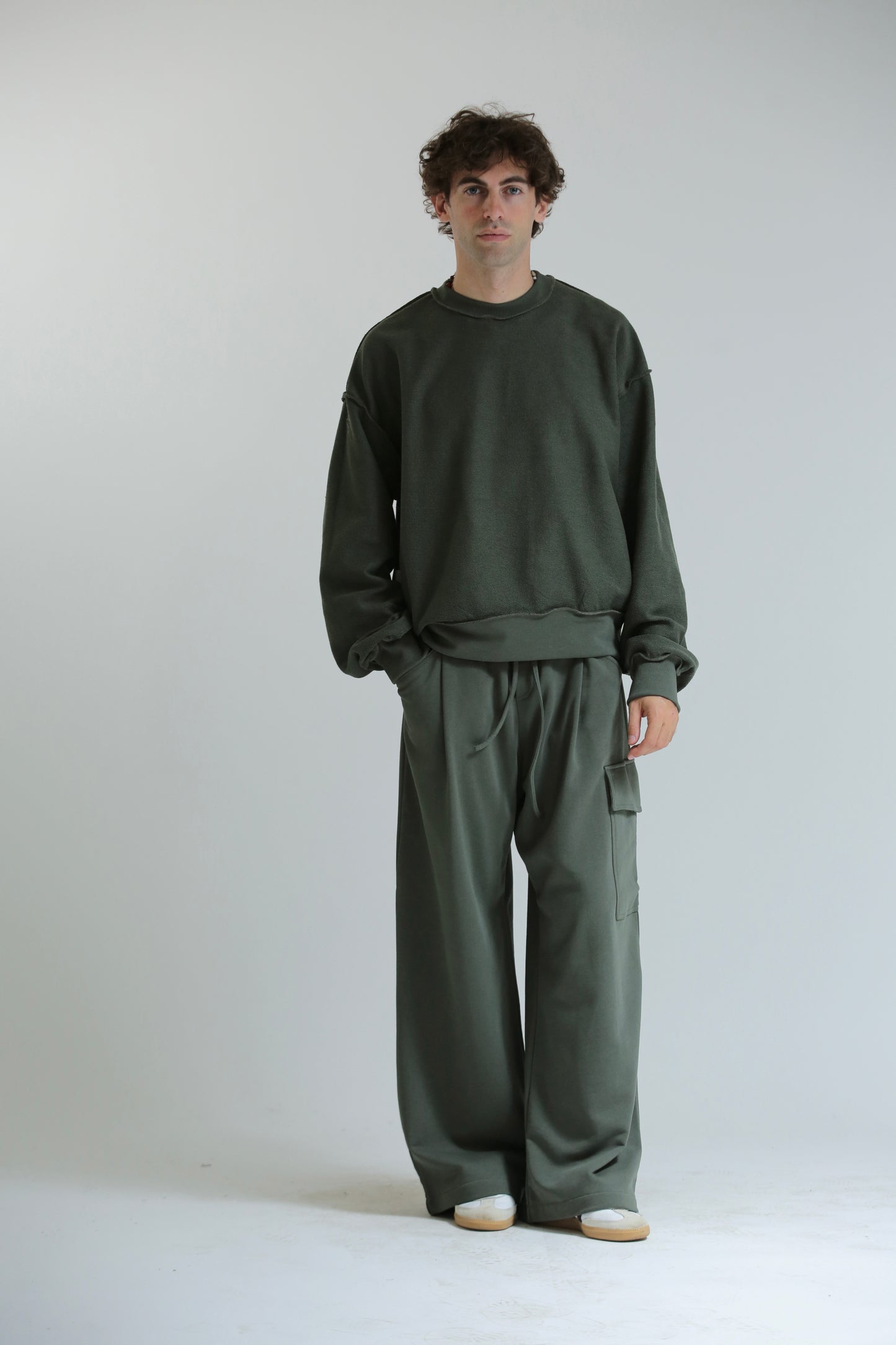 Felpa crop REVERSIBILE verde