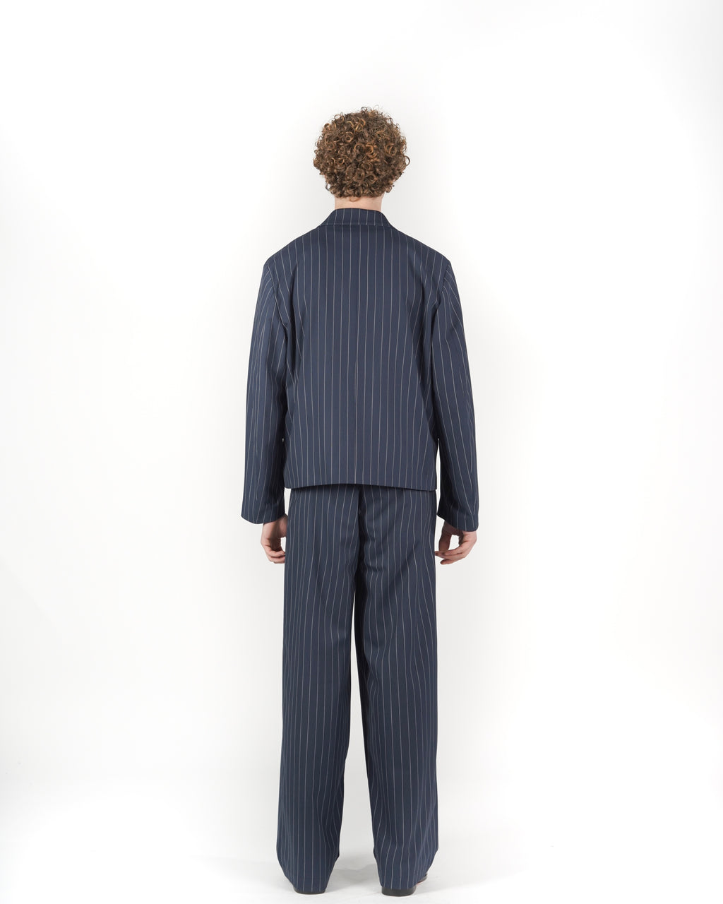 Pantalone baggy sartoriale gessato blu