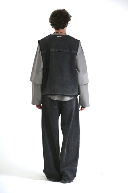 Gilet denim lavaggio black