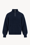 Blue Quarter-Zip Knit Sweater