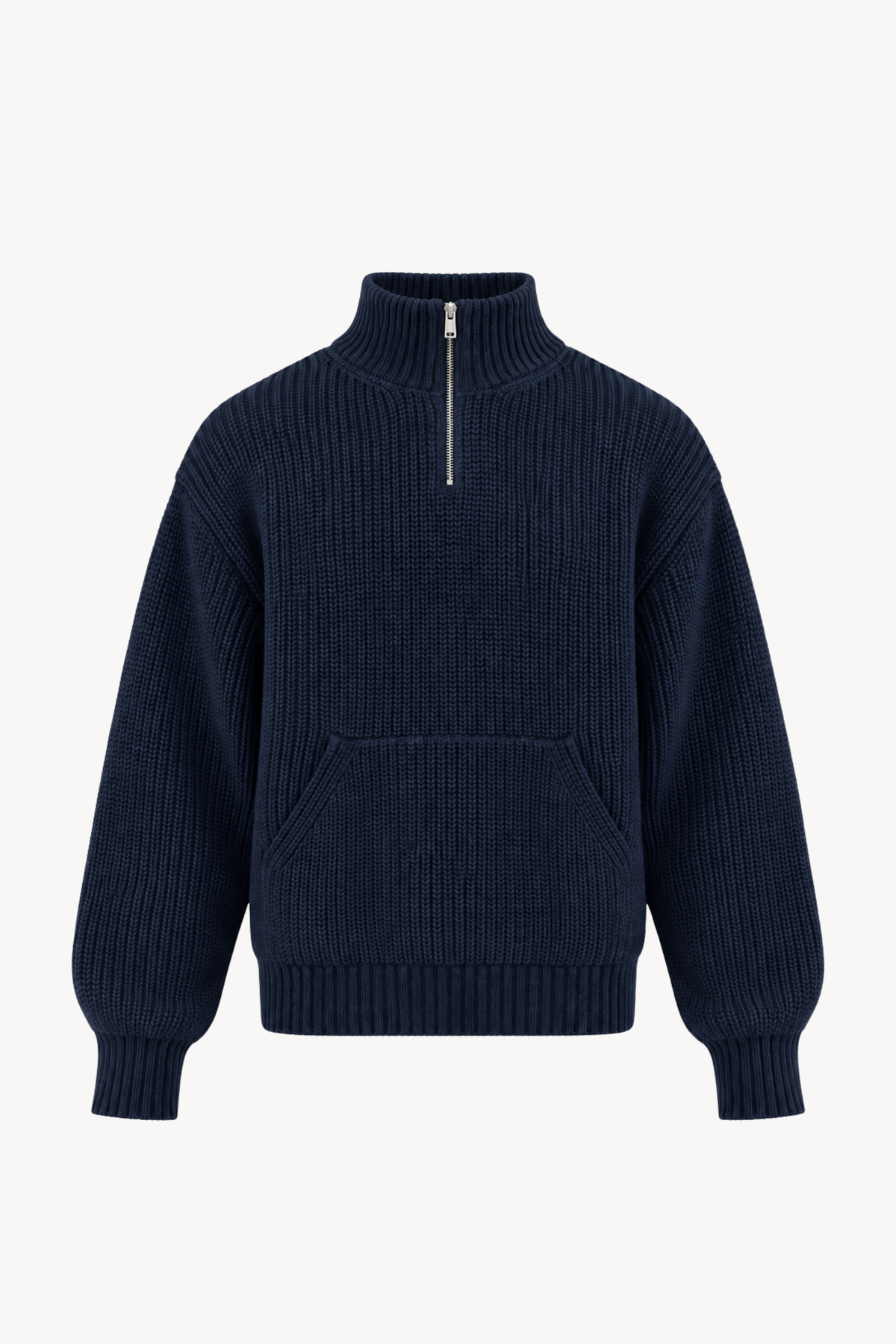 Blue Quarter-Zip Knit Sweater