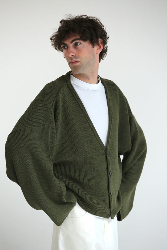 Cardigan crop over verde