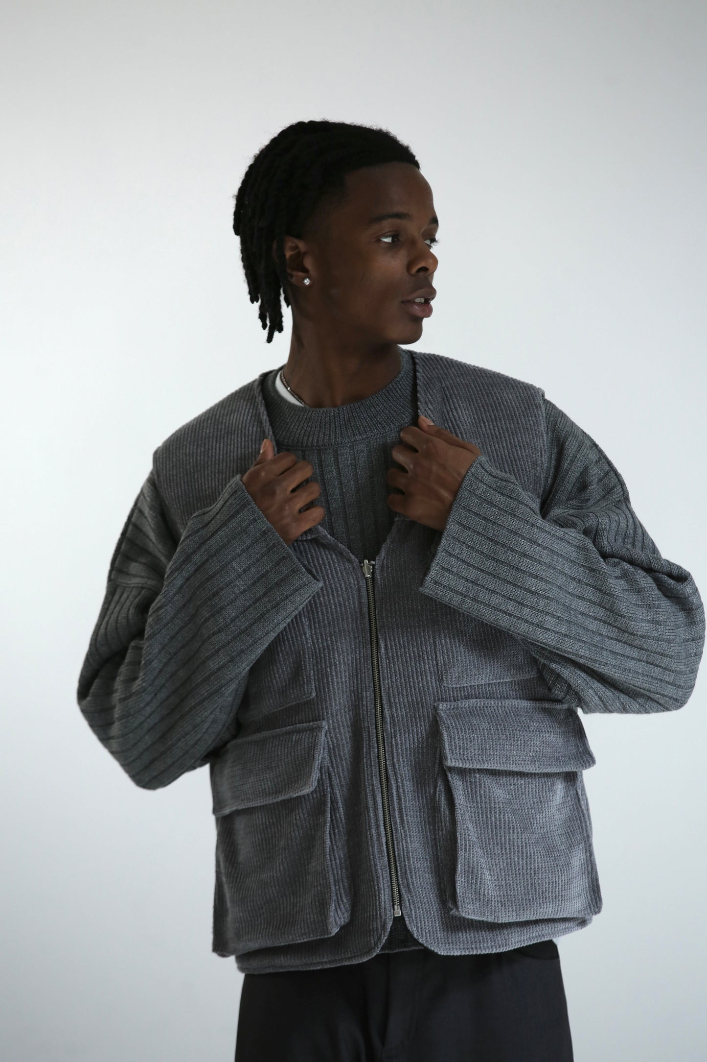 Gilet REVERSIBILE nero nylon / grigio ciniglia