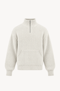 Cream Quarter Zip Knit Sweater