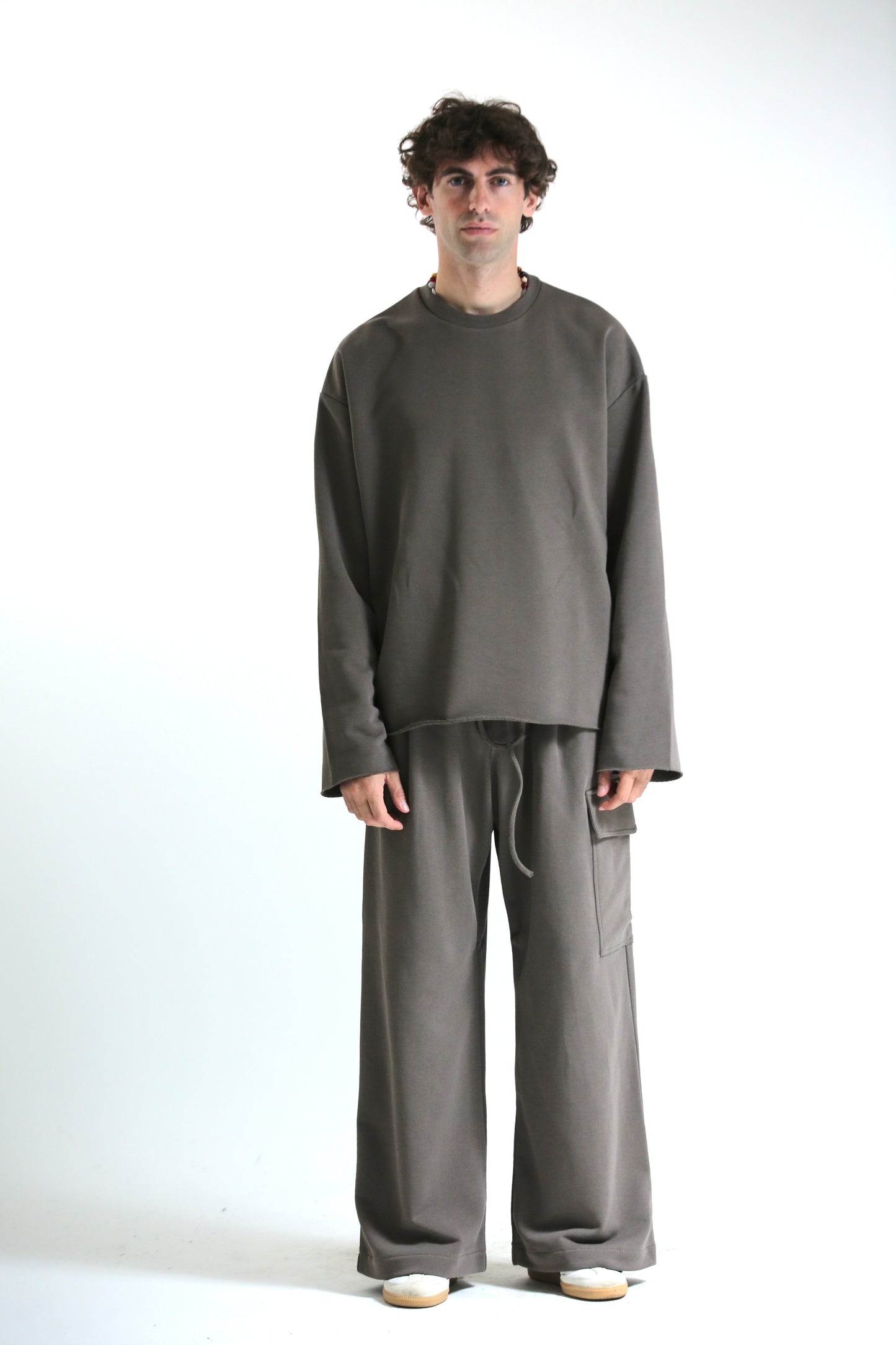 Pantalone Baggy felpa tasconato moro