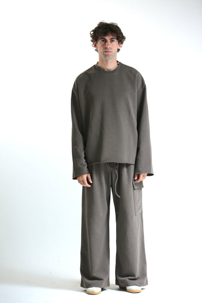 Pantalone Baggy felpa tasconato moro