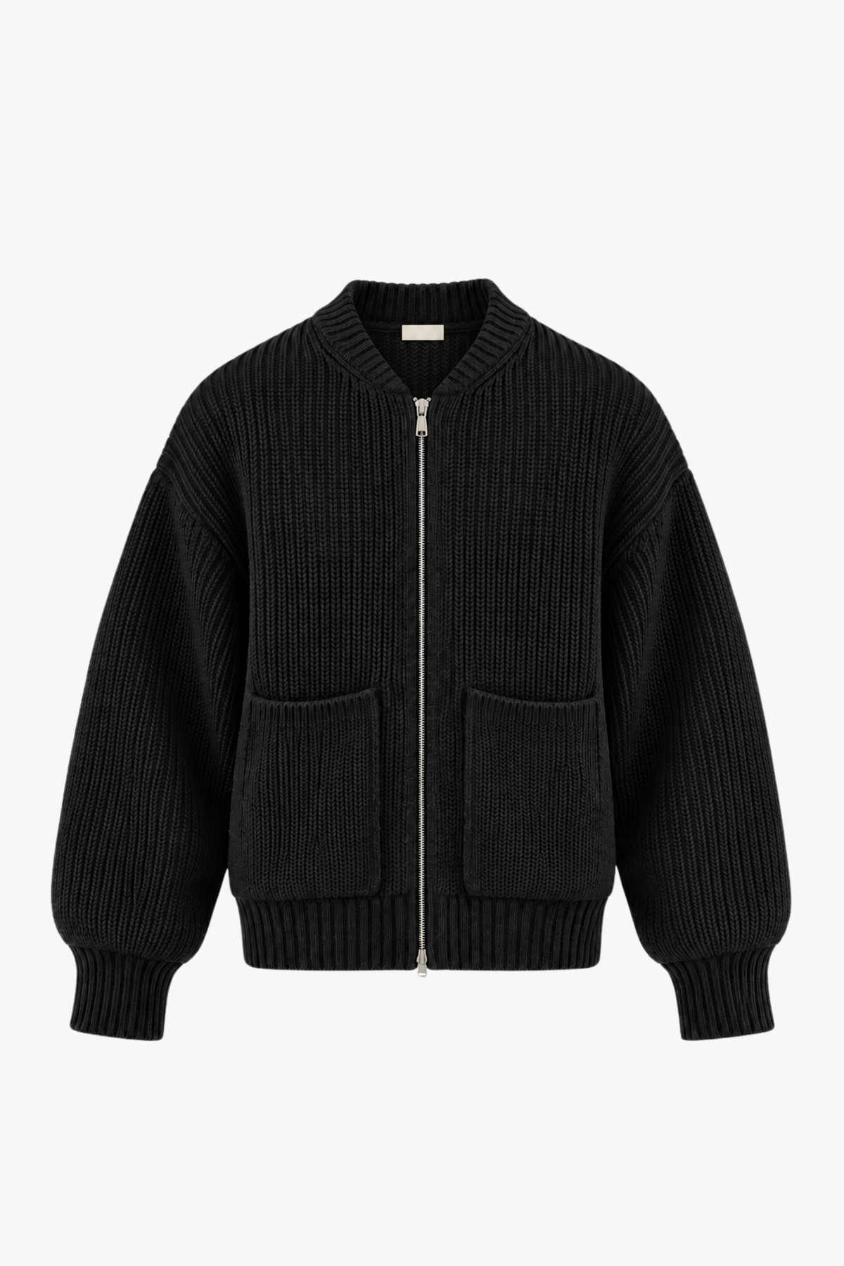 Black Full-Zip Knit Jacket