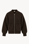 Brown Full-Zip Knit Jacket