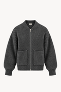 Grey Full-Zip Knit Jacket