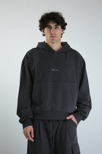 Felpa crop REVERSIBILE cappuccio piombo