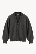 Grey Distressed Knit Cardigan