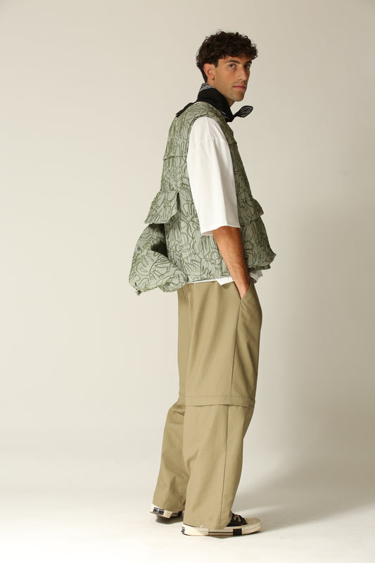 Gilet ricamo verde borsa estraibile