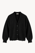Black Distressed Knit Cardigan