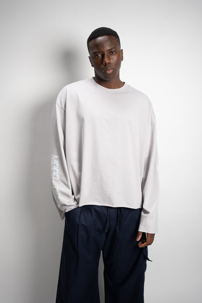 Long sleev unisex grigio perla