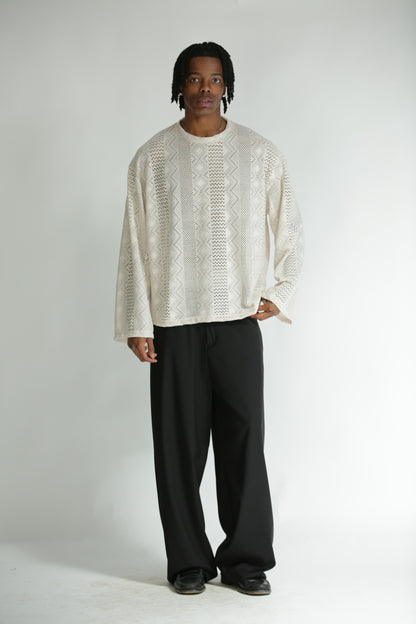 Long sleeve traforata bianca