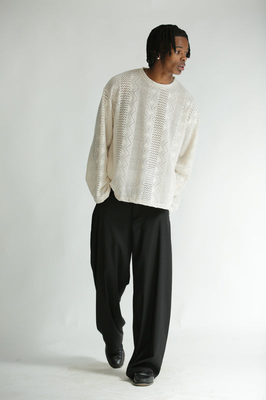 Long sleeve traforata bianca